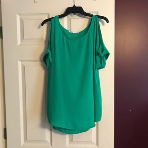 Green cold-shoulder top